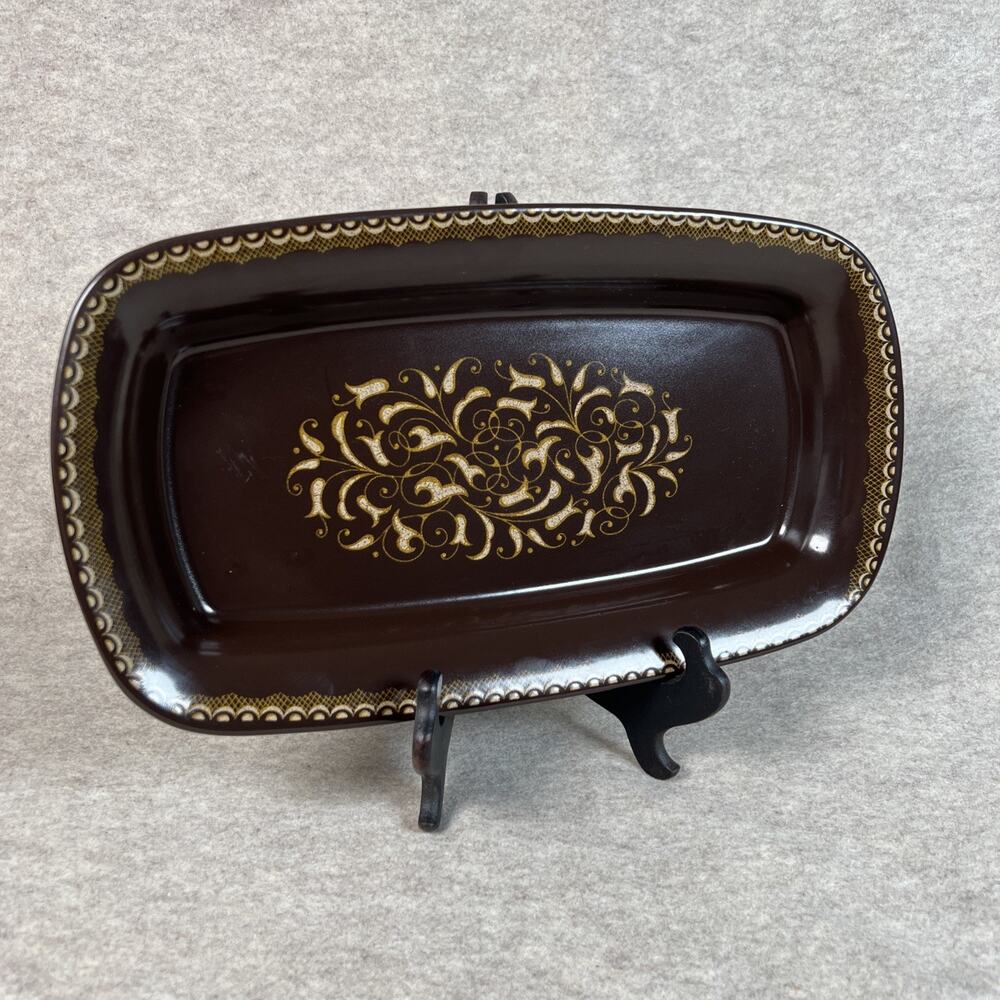 Franciscan Jamoca Vintage Earthenware Sandwich Tray Cheese Fish Service Gift 14”